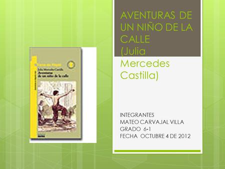 AVENTURAS DE UN NIÑO DE LA CALLE (Julia Mercedes Castilla)