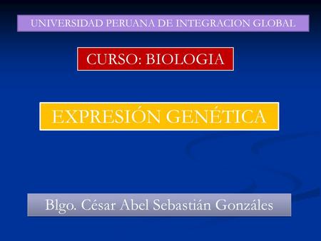 EXPRESIÓN GENÉTICA CURSO: BIOLOGIA Blgo. César Abel Sebastián Gonzáles