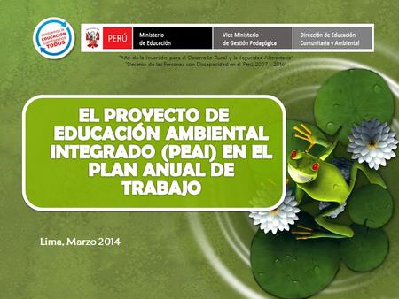 Año de la Inversión para el Desarrollo Rural y la Seguridad Alimentaria Decenio de las Personas con Discapacidad en el Perú 2007 - 2016 EL PROYECTO.