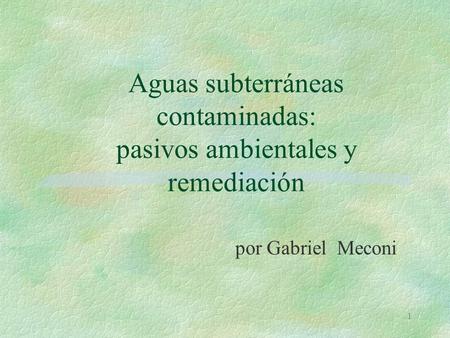 Aguas subterráneas contaminadas: pasivos ambientales y remediación