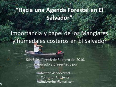 “Hacia una Agenda Forestal en El Salvador” Importancia y papel de los Manglares y humedales costeros en El Salvador San Salvador; 18 de Febrero del 2010.