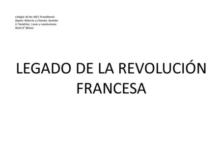 LEGADO DE LA REVOLUCIÓN FRANCESA