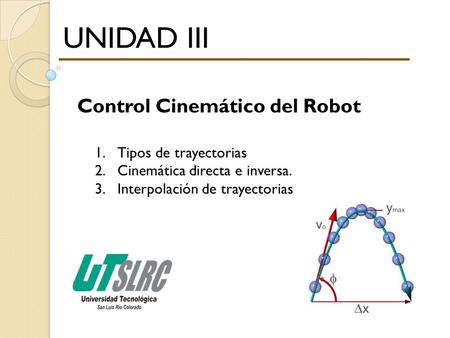 UNIDAD III Control Cinemático del Robot Tipos de trayectorias