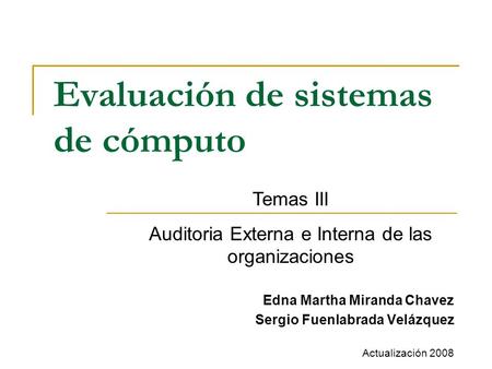 Evaluación de sistemas de cómputo