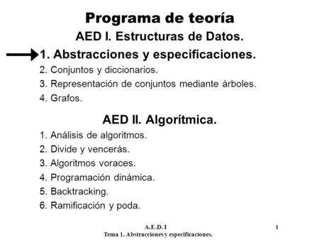 AED I. Estructuras de Datos.