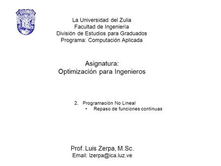 Optimización para Ingenieros