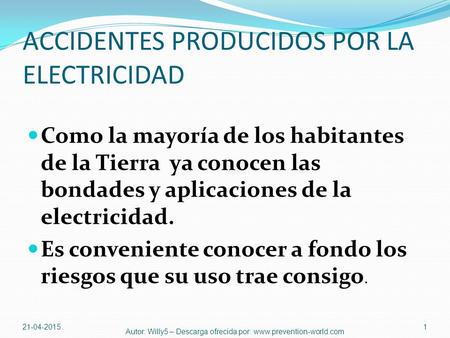 ACCIDENTES PRODUCIDOS POR LA ELECTRICIDAD