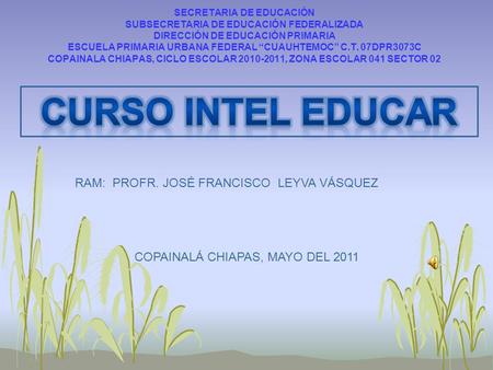 SECRETARIA DE EDUCACIÓN SUBSECRETARIA DE EDUCACIÓN FEDERALIZADA DIRECCIÓN DE EDUCACIÓN PRIMARIA ESCUELA PRIMARIA URBANA FEDERAL “CUAUHTEMOC” C.T. 07DPR3073C.