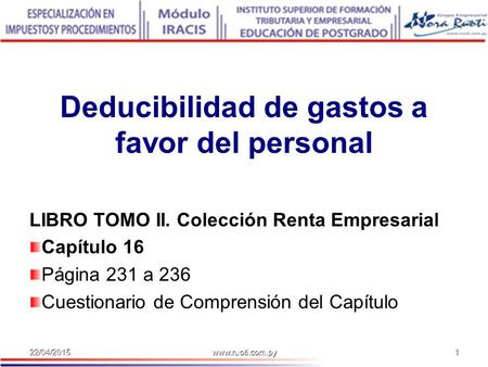Deducibilidad de gastos a favor del personal