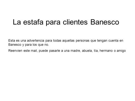 La estafa para clientes Banesco