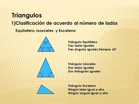 Triangulos 1)Clasificación de acuerdo al número de lados