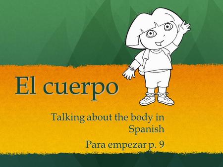El cuerpo Talking about the body in Spanish Para empezar p. 9.