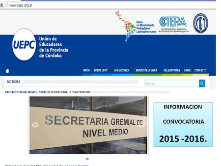 INFORMACION CONVOCATORIA 2015 -2016..