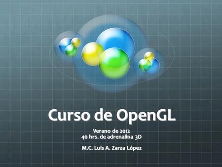 Curso de OpenGL Verano de 2012 40 hrs. de adrenalina 3D M.C. Luis A. Zarza López.