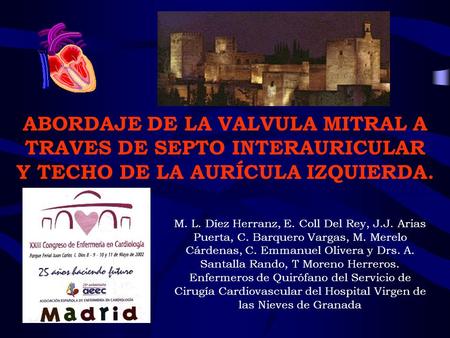 ABORDAJE DE LA VALVULA MITRAL A TRAVES DE SEPTO INTERAURICULAR Y TECHO DE LA AURÍCULA IZQUIERDA. M. L. Díez Herranz, E. Coll Del Rey, J.J. Arias Puerta,