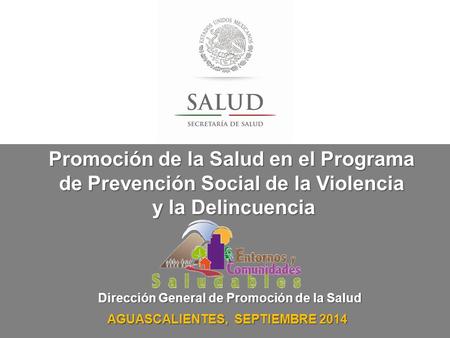 Dirección General de Promoción de la Salud AGUASCALIENTES, SEPTIEMBRE 2014 Promoción de la Salud en el Programa de Prevención Social de la Violencia y.