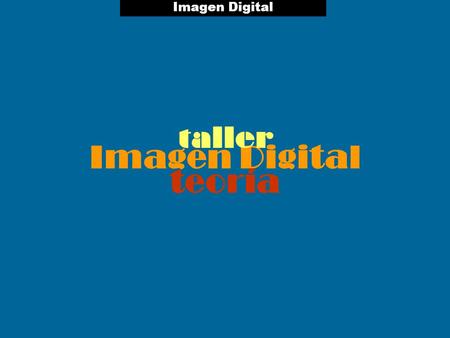 Imagen Digital teoría taller Imagen Digital La imagen digital Por Gabriel Francés 2004.
