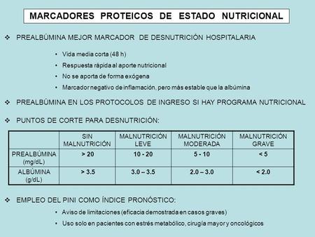 MARCADORES PROTEICOS DE ESTADO NUTRICIONAL