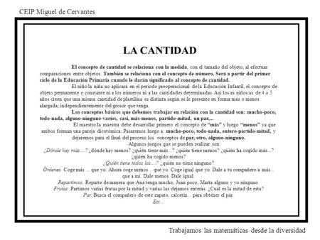 LA CANTIDAD CEIP Miguel de Cervantes