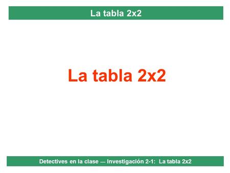 Detectives en la clase — Investigación 2-1: La tabla 2x2