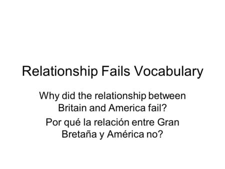 Relationship Fails Vocabulary