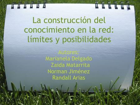 La construcción del conocimiento en la red: límites y posibilidades Autores: Marianela Delgado Zaida Matarrita Norman Jiménez Randall Arias.