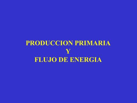 PRODUCCION PRIMARIA Y FLUJO DE ENERGIA.