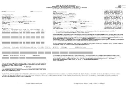 ANEXO 4B SOLICITUD DE PAGO DEL APOYO Fecha: ::::::::::::::::: SUBPROGRAMA DE APOYOS DIRECTOS AL INGRESO OBJETIVO Pagina: 1 SECRETARIA DE AGRICULTURA, GANADERIA,