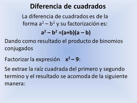Diferencia de cuadrados