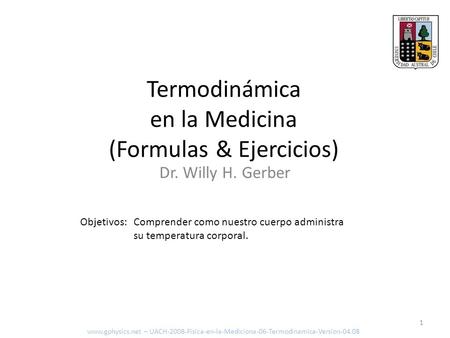 Termodinámica en la Medicina (Formulas & Ejercicios)