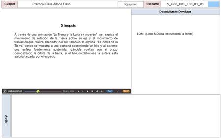 Description for Developer Audio SubjectLO File name Practical Case Adobe Flash Sinopsis Resumen A través de una animación “La Tierra y la Luna se mueven”