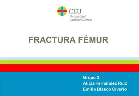 FRACTURA FÉMUR Grupo 3 Alicia Fernández Ruiz Emilio Blasco Civerio.