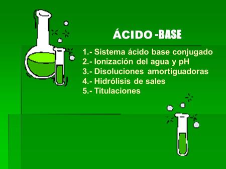 1.- Sistema ácido base conjugado 2.- Ionización del agua y pH