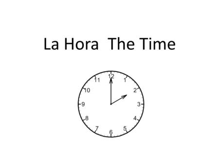 La Hora The Time. Vocabulary La horathe time Los minutosthe minutes ¿Qué hora es?What time is it? Es la una.Its one o’clock. Son las 2-12.Its 2 through.