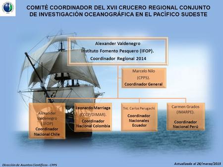 COMITÉ COORDINADOR DEL XVII CRUCERO REGIONAL CONJUNTO DE INVESTIGACIÓN OCEANOGRÁFICA EN EL PACÍFICO SUDESTE Dirección de Asuntos Científicos - CPPS Actualizado.