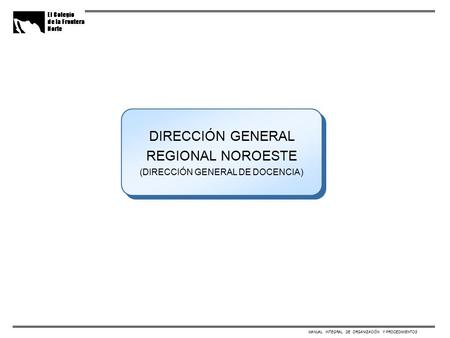 MANUAL INTEGRAL DE ORGANIZACIÓN Y PROCEDIMIENTOS DIRECCIÓN GENERAL REGIONAL NOROESTE (DIRECCIÓN GENERAL DE DOCENCIA) DIRECCIÓN GENERAL REGIONAL NOROESTE.