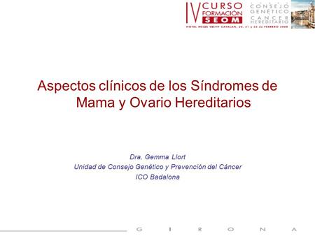 Aspectos clínicos de los Síndromes de Mama y Ovario Hereditarios