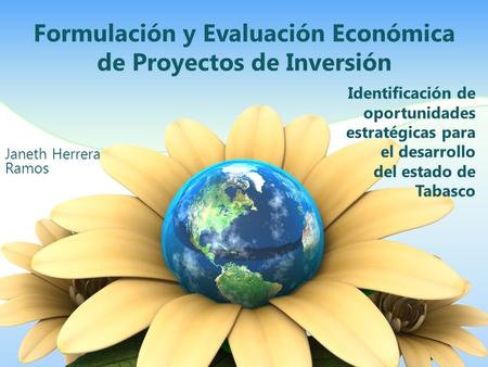 Formulación y Evaluación Económica de Proyectos de Inversión Janeth Herrera Ramos Identificación de oportunidades estratégicas para el desarrollo del estado.