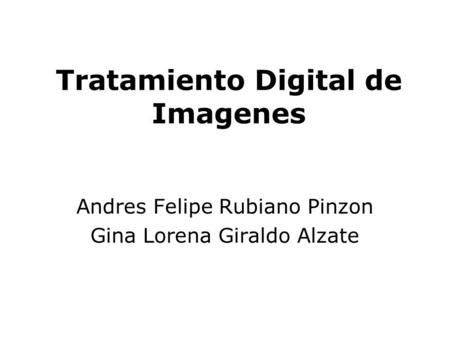 Tratamiento Digital de Imagenes Andres Felipe Rubiano Pinzon Gina Lorena Giraldo Alzate.