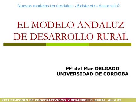 EL MODELO ANDALUZ DE DESARROLLO RURAL