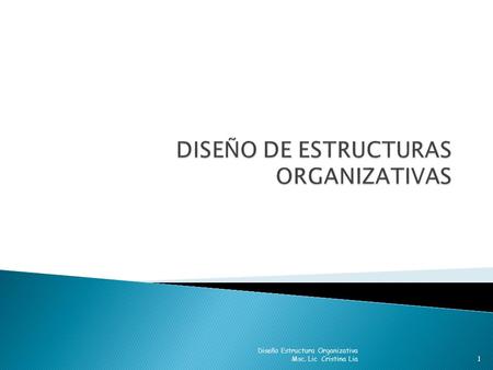 DISEÑO DE ESTRUCTURAS ORGANIZATIVAS