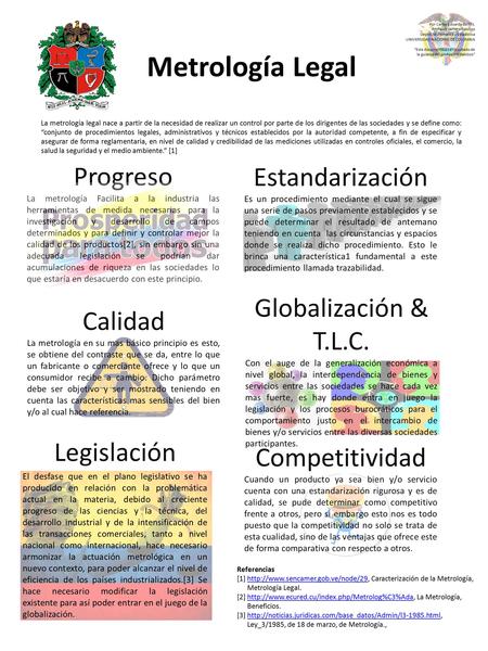 Metrología Legal Progreso Estandarización Globalización & T.L.C.