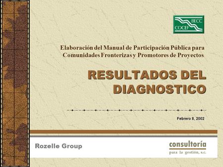 Elaboración del Manual de Participación Pública para Comunidades Fronterizas y Promotores de Proyectos RESULTADOS DEL DIAGNOSTICO Rozelle Group Febrero.