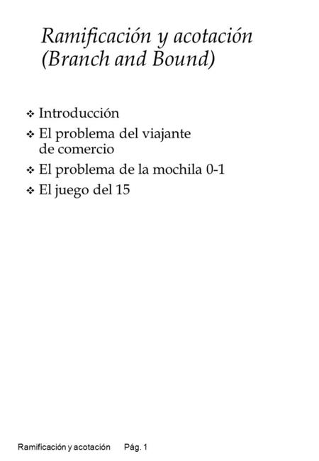 Ramificación y acotación (Branch and Bound)