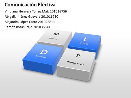 Comunicación Efectiva Viridiana Herrrera Torres Mat. 201016756 Abigail Jiménez Guevara 201016780 Alejandra López Carro 201026811 Ramón Rosas Trejo 201035541.