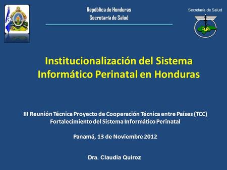 Institucionalización del Sistema Informático Perinatal en Honduras