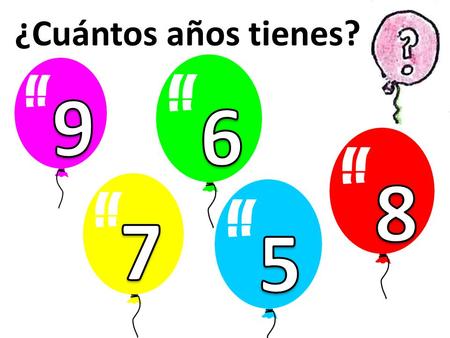 ¿Cuántos años tienes? 9 6 8 7 5 Slide giving a clue about the aim of the lesson.