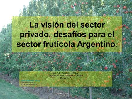 Gerente de Post cosecha y Calidad.