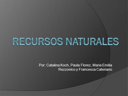 RECURSOS NATURALES Por: Catalina Koch, Paula Florez, Maria Emilia Rezzonico y Francesca Cateriano.