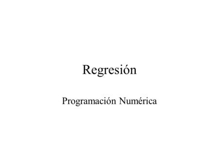 Programación Numérica